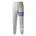 Thom Browne Style Men's Casual Sweatpants - Cotton Signature Four-Bar Detail
