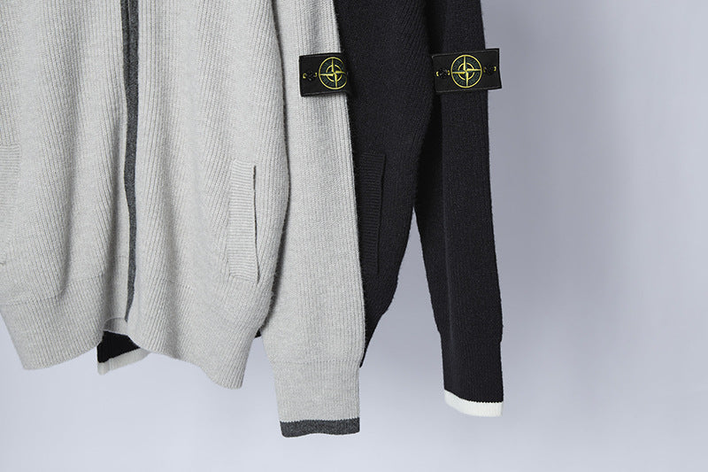 Stone Island Compass Badge Mock-Neck Zip Knit Jacket product detail view