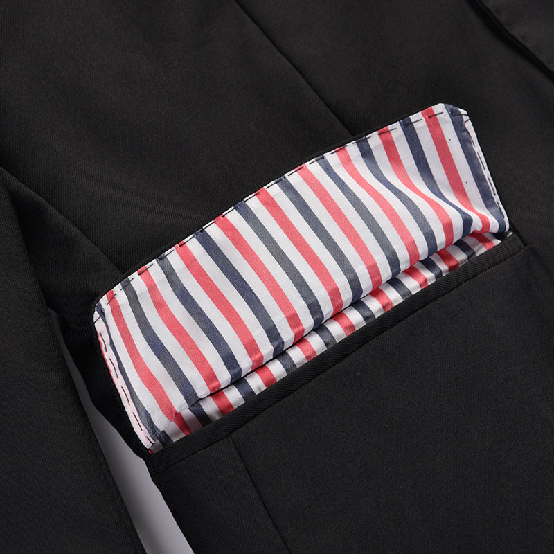 Casual Wool Suit Jacket - Front Zip Closure - Signature Detail by Thom Browne, outerwear detail view