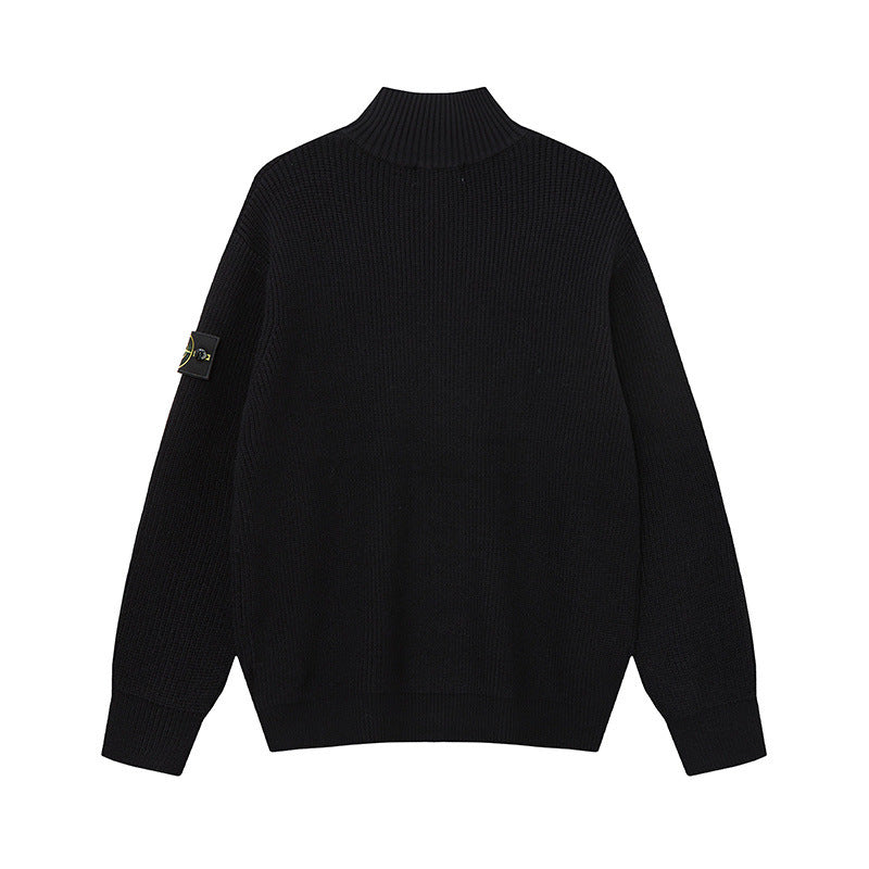 Stone Island Compass Badge Zip-Up Knit Cardigan - Gray product detail view