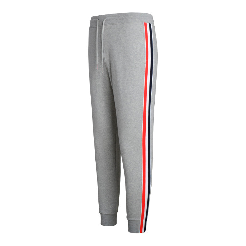 Thom Browne Style Men's Cotton Sweatpants - Signature Four-Bar Detail - Image 2