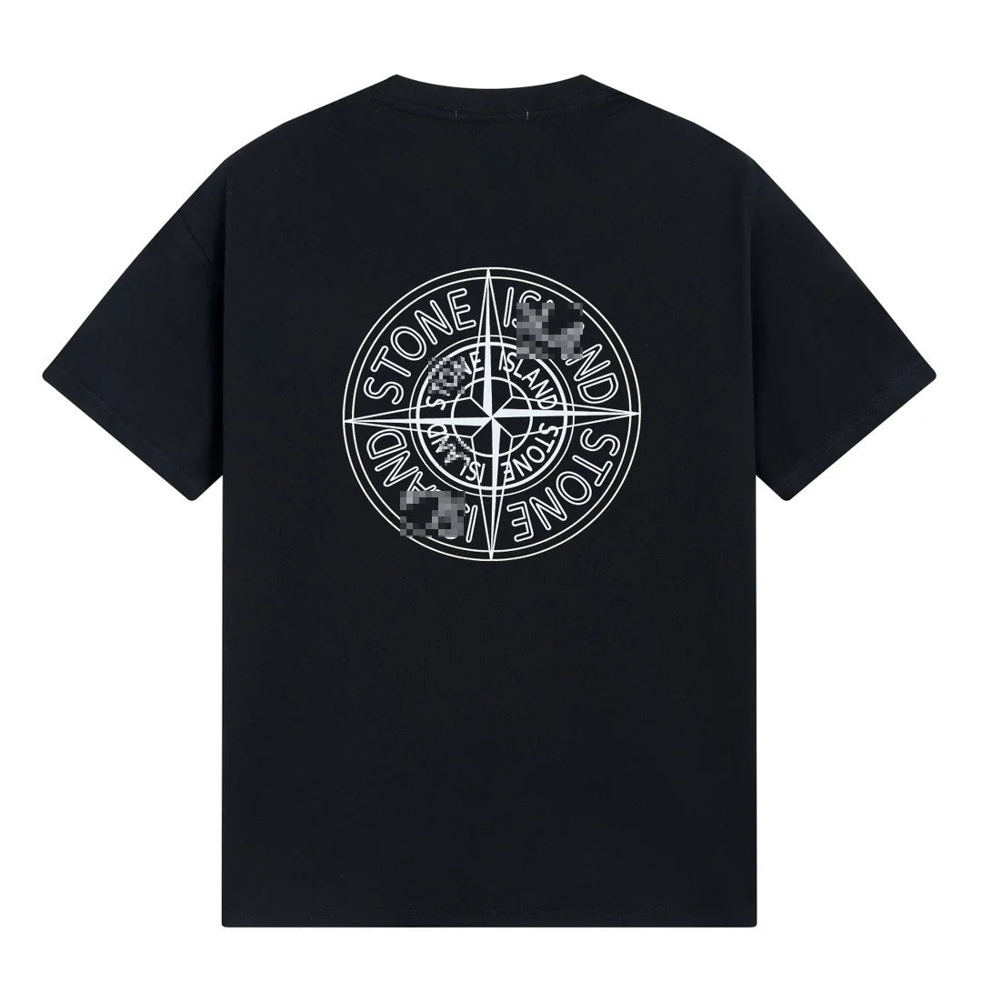 Stone Island Concentric Compass Back Graphic Cotton T-Shirt - White back view