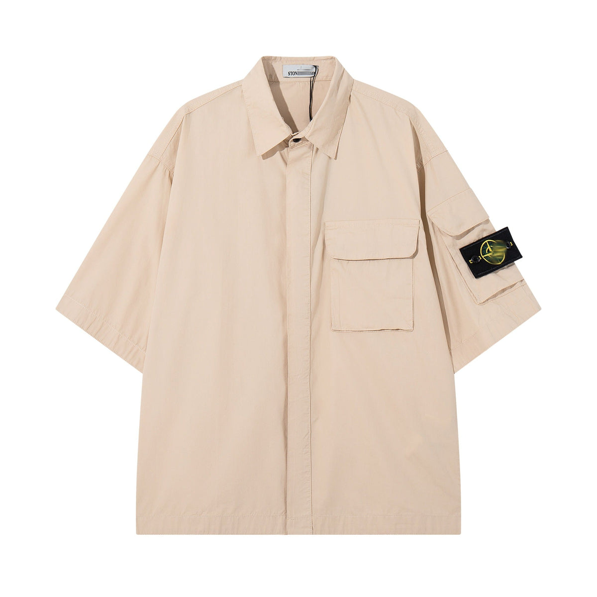 Stone Island Compass Badge Corduroy Short-Sleeve Shirt - Blue product detail view