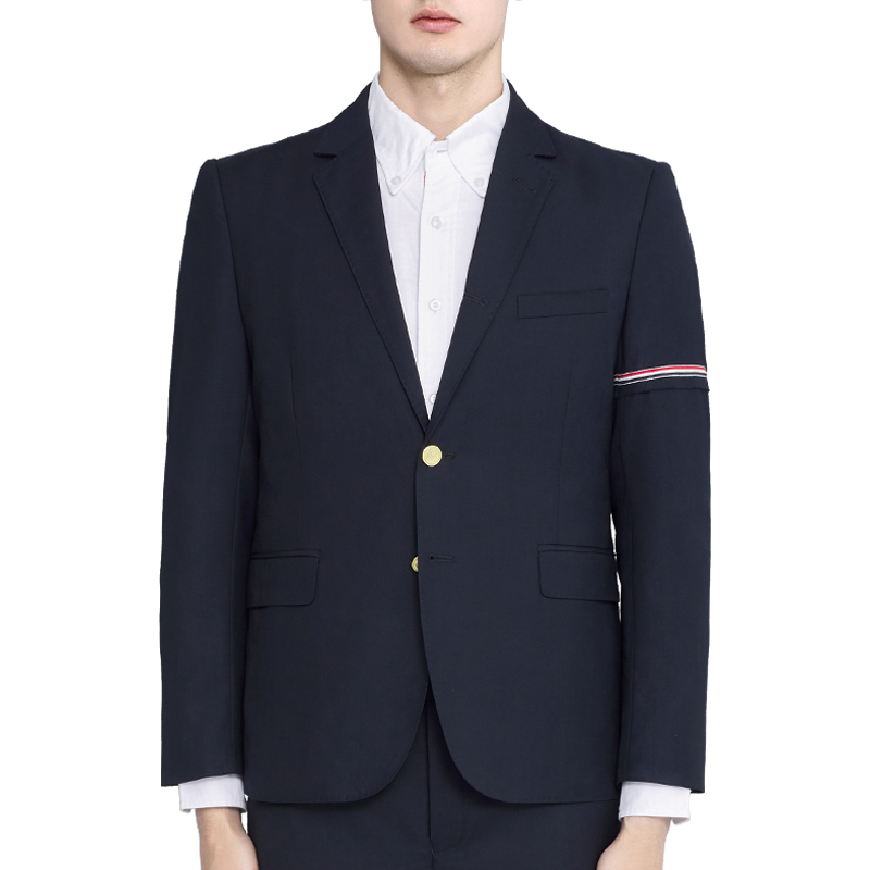 Men's suit jacket by Thom Browne, outerwear detail view