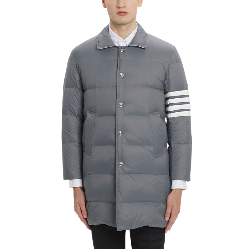Classic 4-Strip Lapel Midi Down Jacket THOM TREND