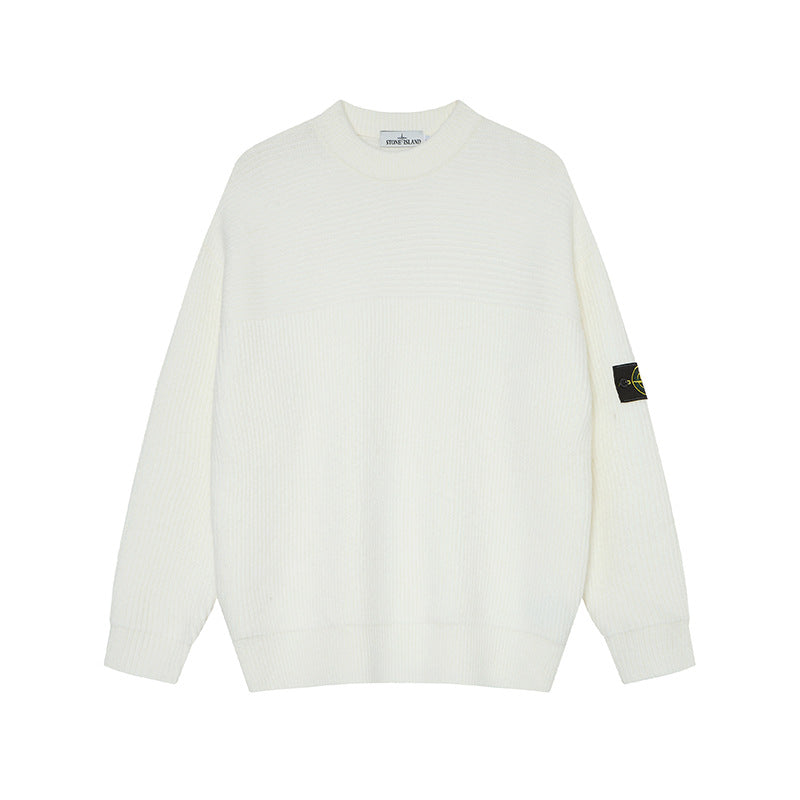 Stone Island Compass Badge Crewneck Knit Sweater - Gray product detail view