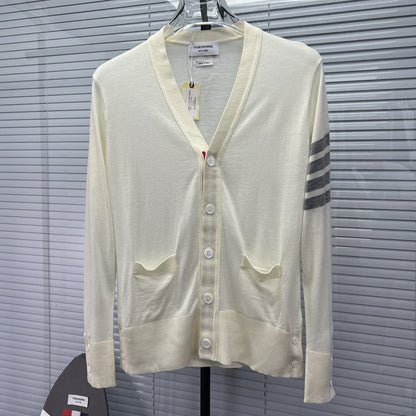 Wool Four-Bar Stripe Knit Cardigan THOM TREND