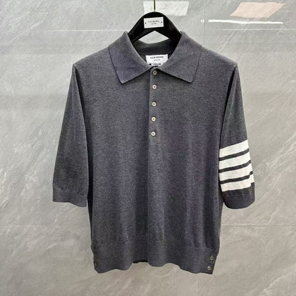 Four-Bar Polo Collar Short Sleeve Shirt THOM TREND