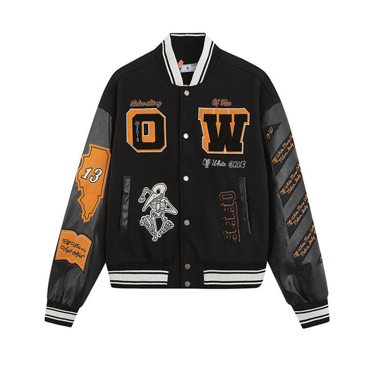 Embroidered Varsity Jacket Light Luxury Station