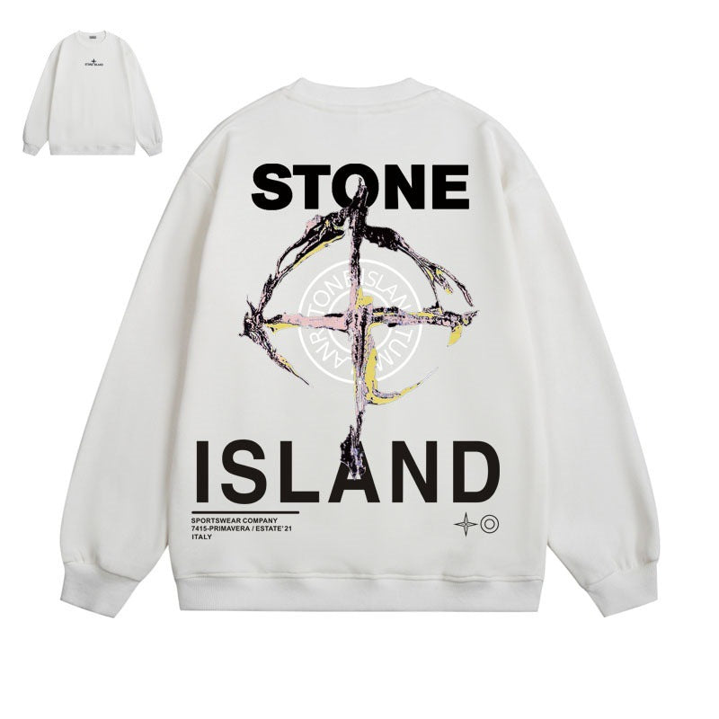 Stone Island Blue Compass Back Graphic Crewneck Sweatshirt - Red product detail view