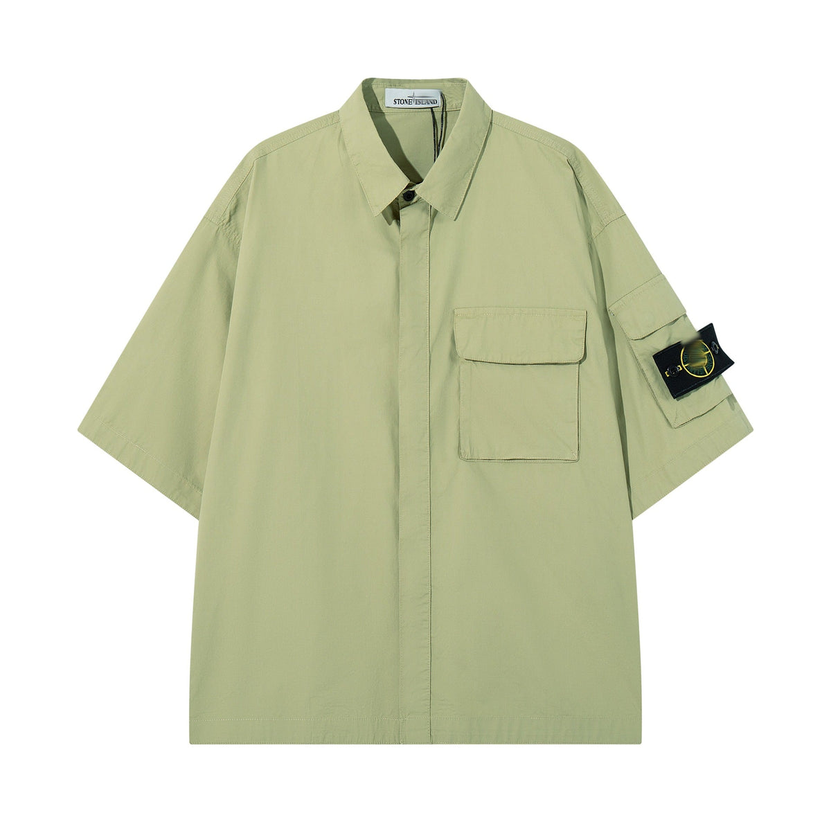 Stone Island Compass Badge Corduroy Short-Sleeve Shirt - Blue product detail view