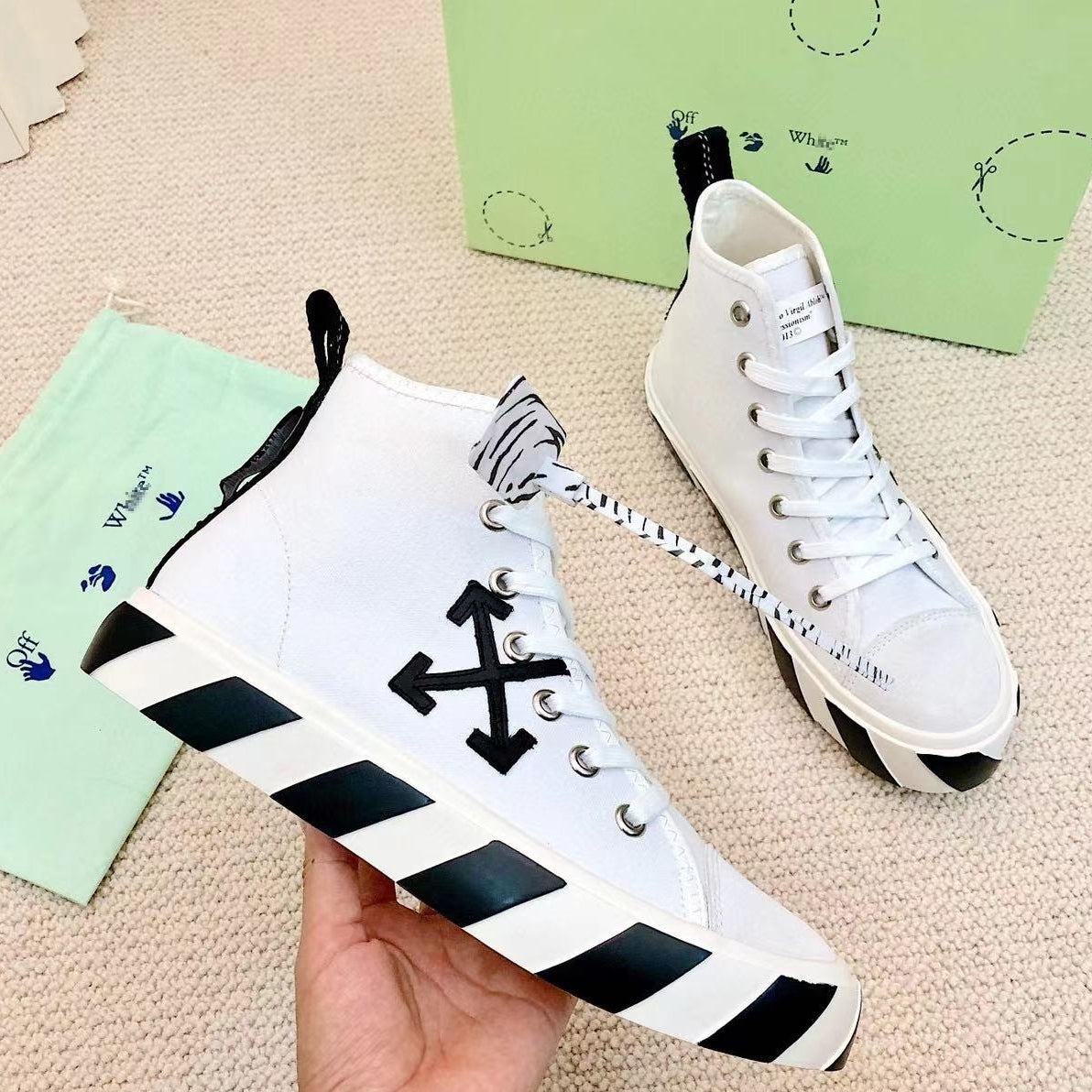 OFF-Whlte high-top sneakers#48 4-Bar