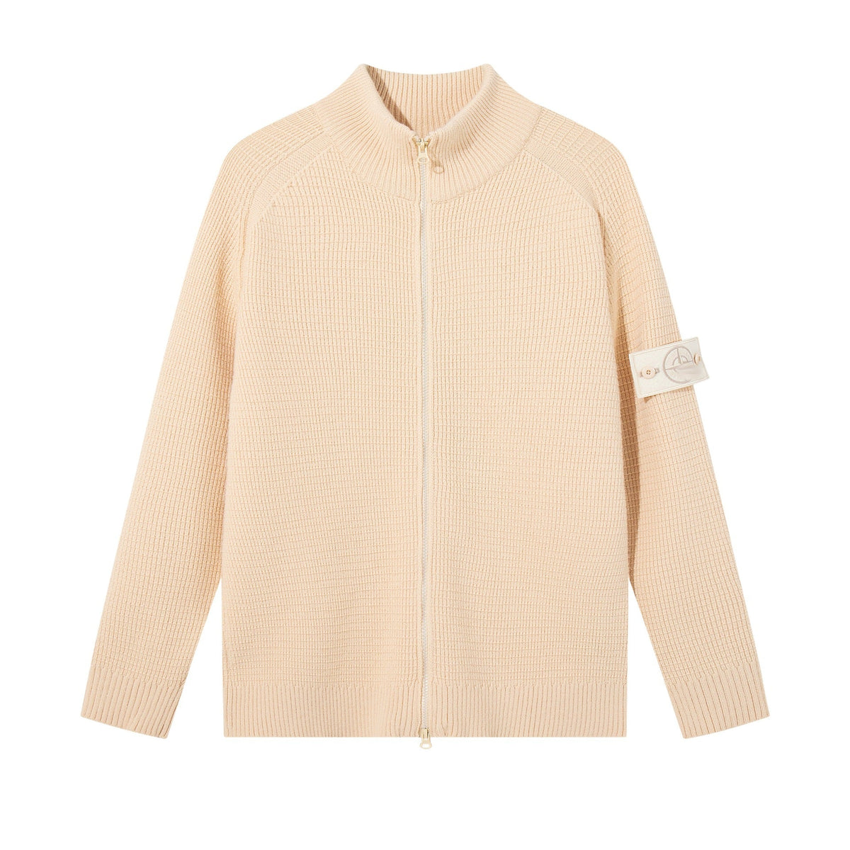 Stone Island Ribbed Mock-Neck Zip Knit Cardigan - Black product detail view