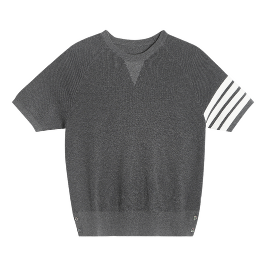 Couple's round neck chest triangle four-bar T-shirt THOM TREND