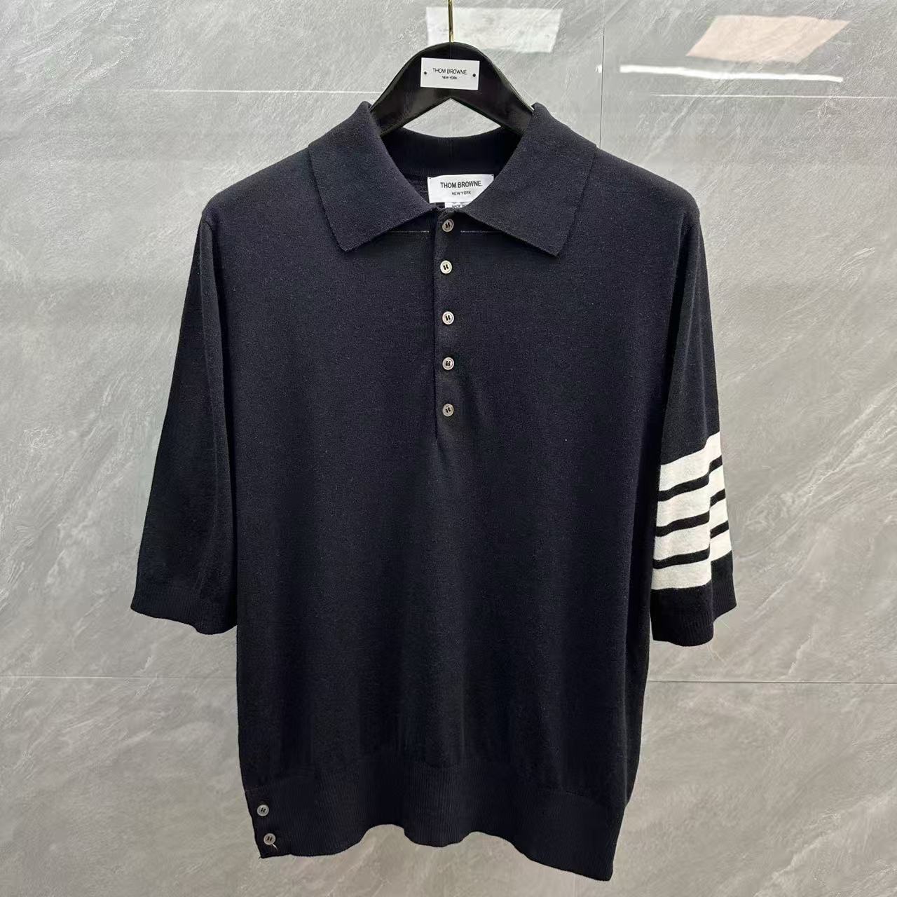 Four-Bar Polo Collar Short Sleeve Shirt THOM TREND