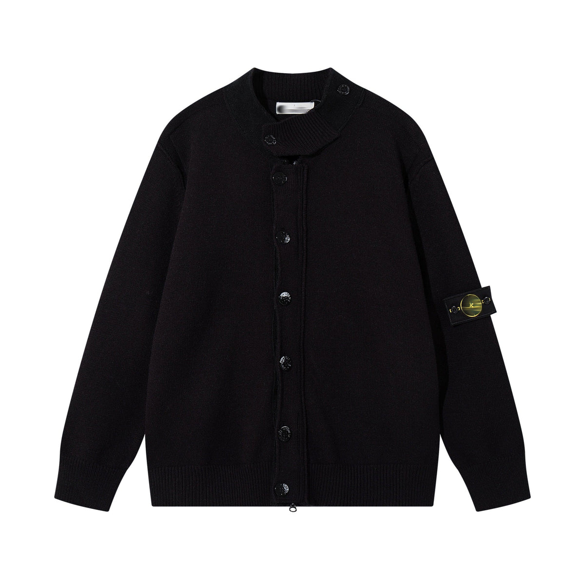 Stone Island Contrast-Collar Button Knit Cardigan - Dark Gray product detail view