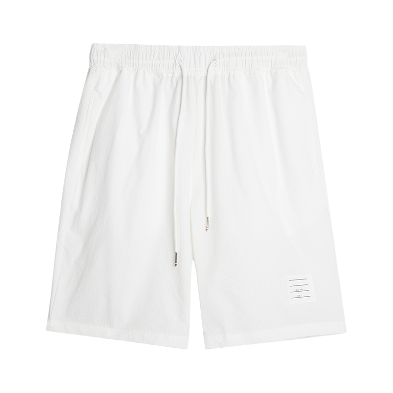 Thom Browne Style Men's Casual Shorts with Signature Four-Bar Detail - Image 2