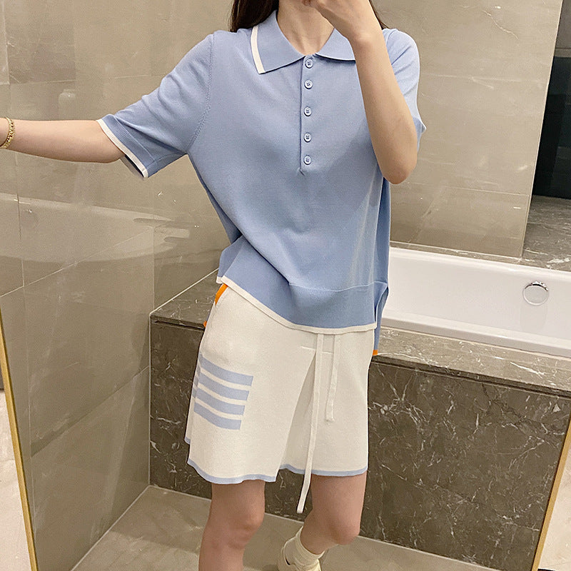 Polo collar short sleeve T-shirt