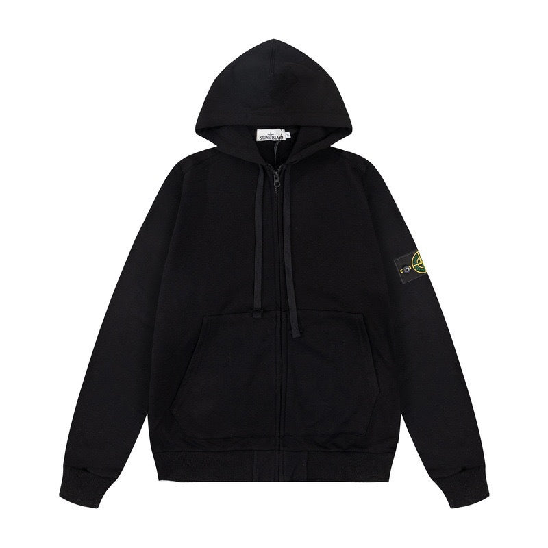Stone Island Compass Badge Full-Zip Hoodie - Blue product detail view