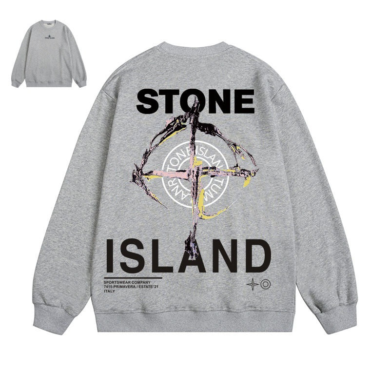 Stone Island Blue Compass Back Graphic Crewneck Sweatshirt - Red product detail view