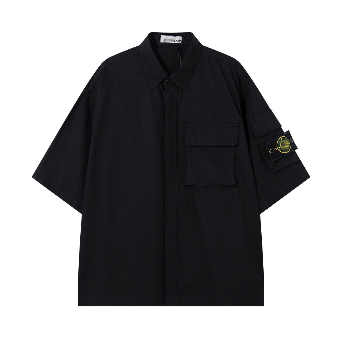 Stone Island Compass Badge Corduroy Short-Sleeve Shirt - Blue product detail view