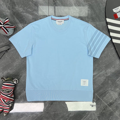 Colorblock Wave-Stripe Polo Tee – Unisex Summer Short Sleeve（副本） THOM TREND