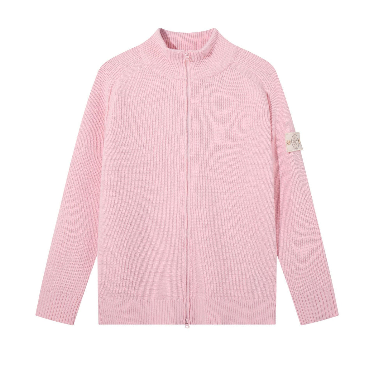 Stone Island Ribbed Mock-Neck Zip Knit Cardigan - Black product detail view