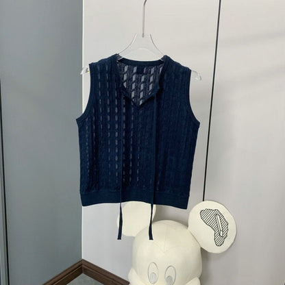 New yarn splicing lace-up vest THOM TREND