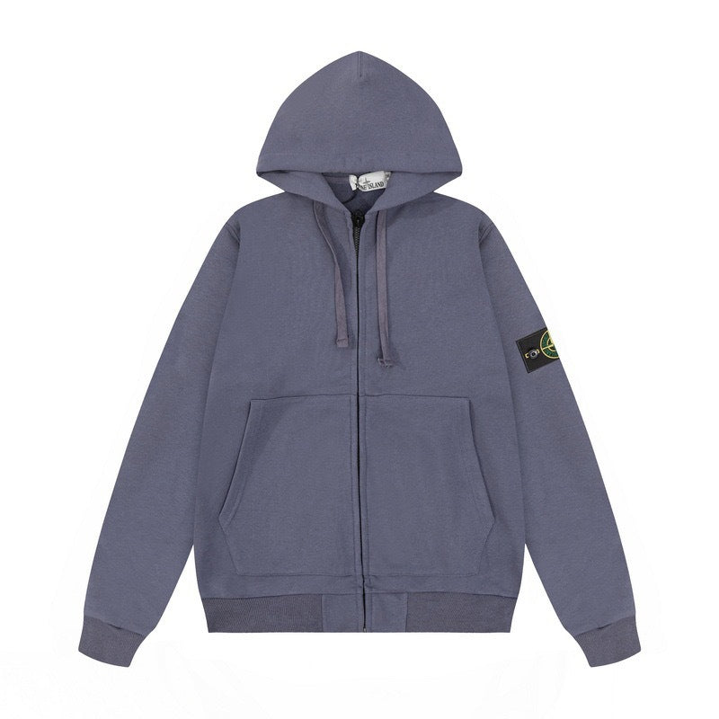 Stone Island Compass Badge Full-Zip Hoodie - Blue product detail view