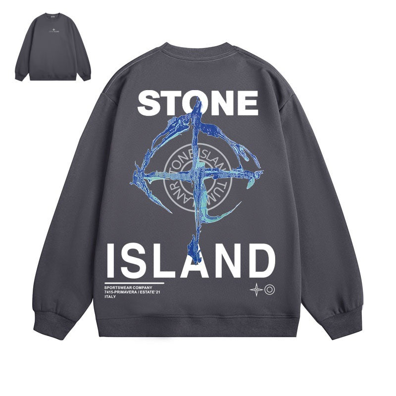 Stone Island Blue Compass Back Graphic Crewneck Sweatshirt - Red product detail view