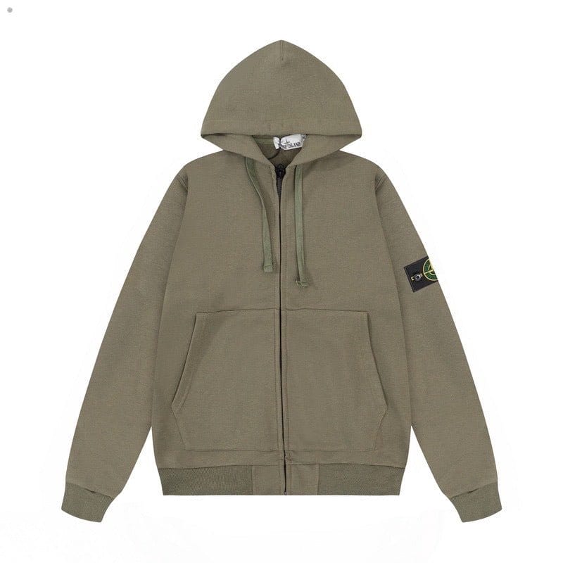 Stone Island Compass Badge Full-Zip Hoodie - Blue front view