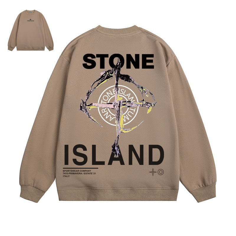 Stone Island Blue Compass Back Graphic Crewneck Sweatshirt - Black product detail view