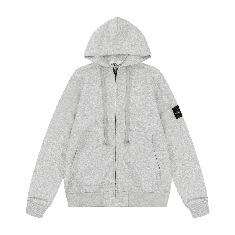 Stone Island Compass Badge Full-Zip Hoodie - Blue product detail view
