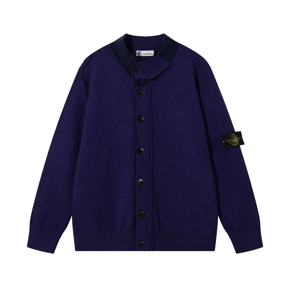 Stone Island Contrast-Collar Button Knit Cardigan - Dark Gray product detail view