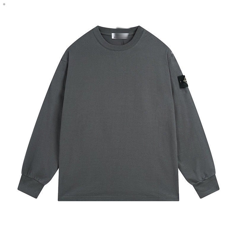 Stone Island Compass Badge Oversized Crewneck Sweatshirt - Gray front view