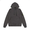 Stone Island Compass Badge Oversized Pullover Hoodie - Dark Gray front view