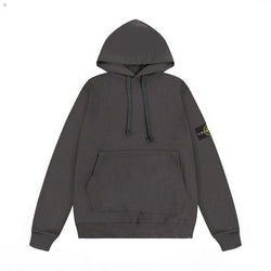 Stone Island Compass Badge Oversized Pullover Hoodie - Dark Gray front view