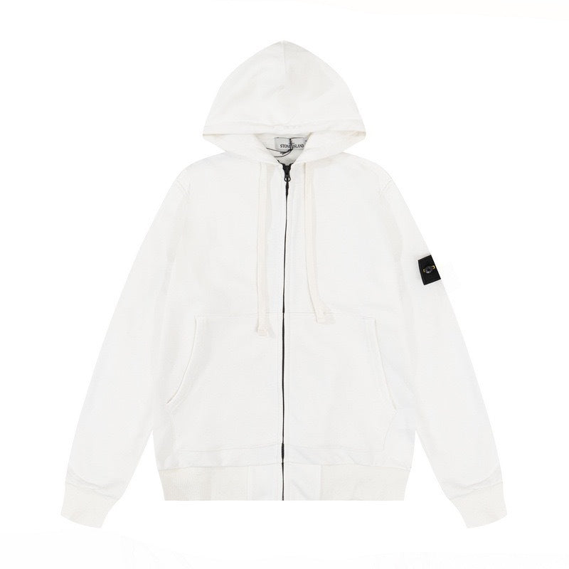 Stone Island Compass Badge Full-Zip Hoodie - Blue product detail view