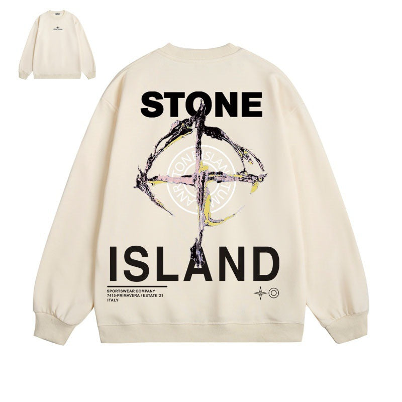 Stone Island Blue Compass Back Graphic Crewneck Sweatshirt - Red product detail view