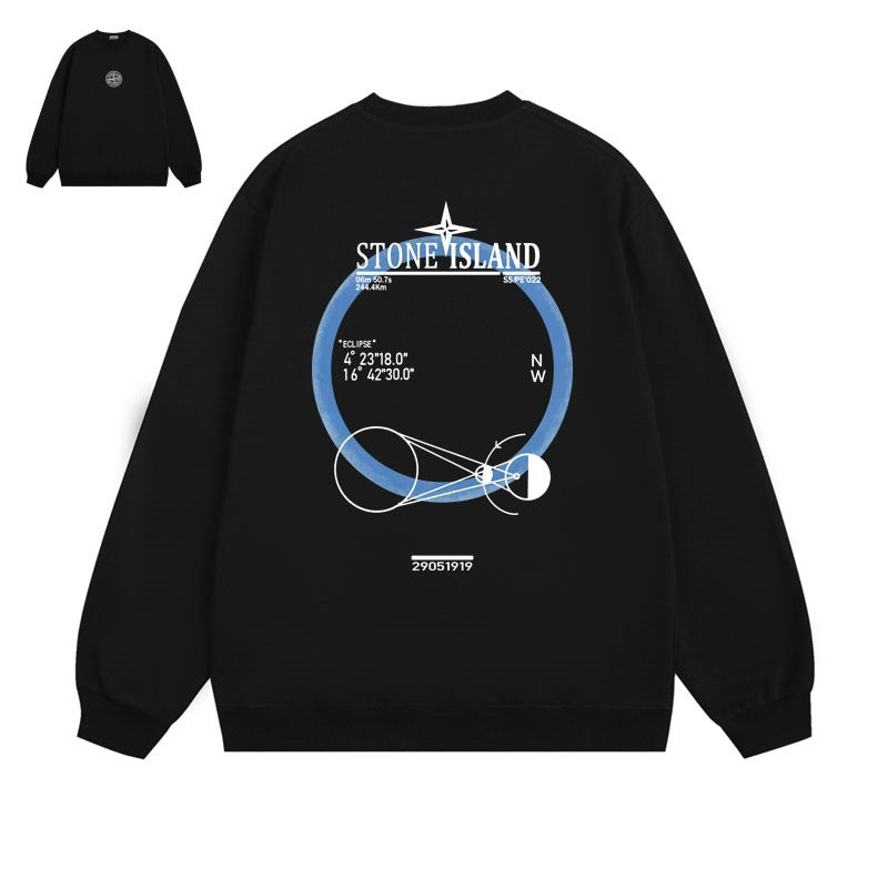 Stone Island Orbital Compass Back Graphic Crewneck Sweatshirt - Blue product detail view