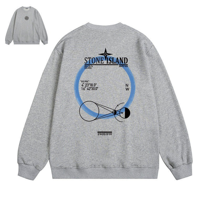 Stone Island Orbital Compass Back Graphic Crewneck Sweatshirt - Blue product detail view