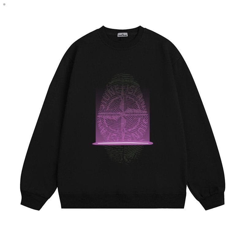 Stone Island Digital Compass Graphic Crewneck Sweatshirt - Black front view