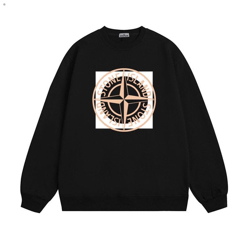 Stone Island Framed Compass Back Graphic Crewneck Sweatshirt - Black back view