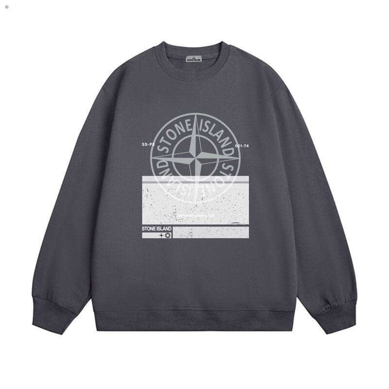 Stone Island Technical Label Back Graphic Crewneck Sweatshirt - Black back view