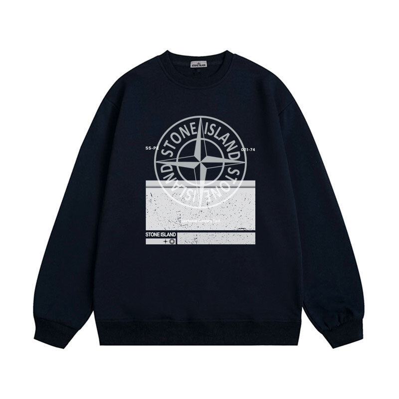 Stone Island Technical Label Back Graphic Crewneck Sweatshirt - Black product detail view