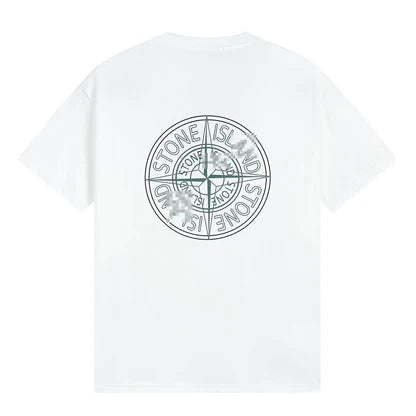 Stone Island Concentric Compass Back Graphic Cotton T-Shirt - White product detail view