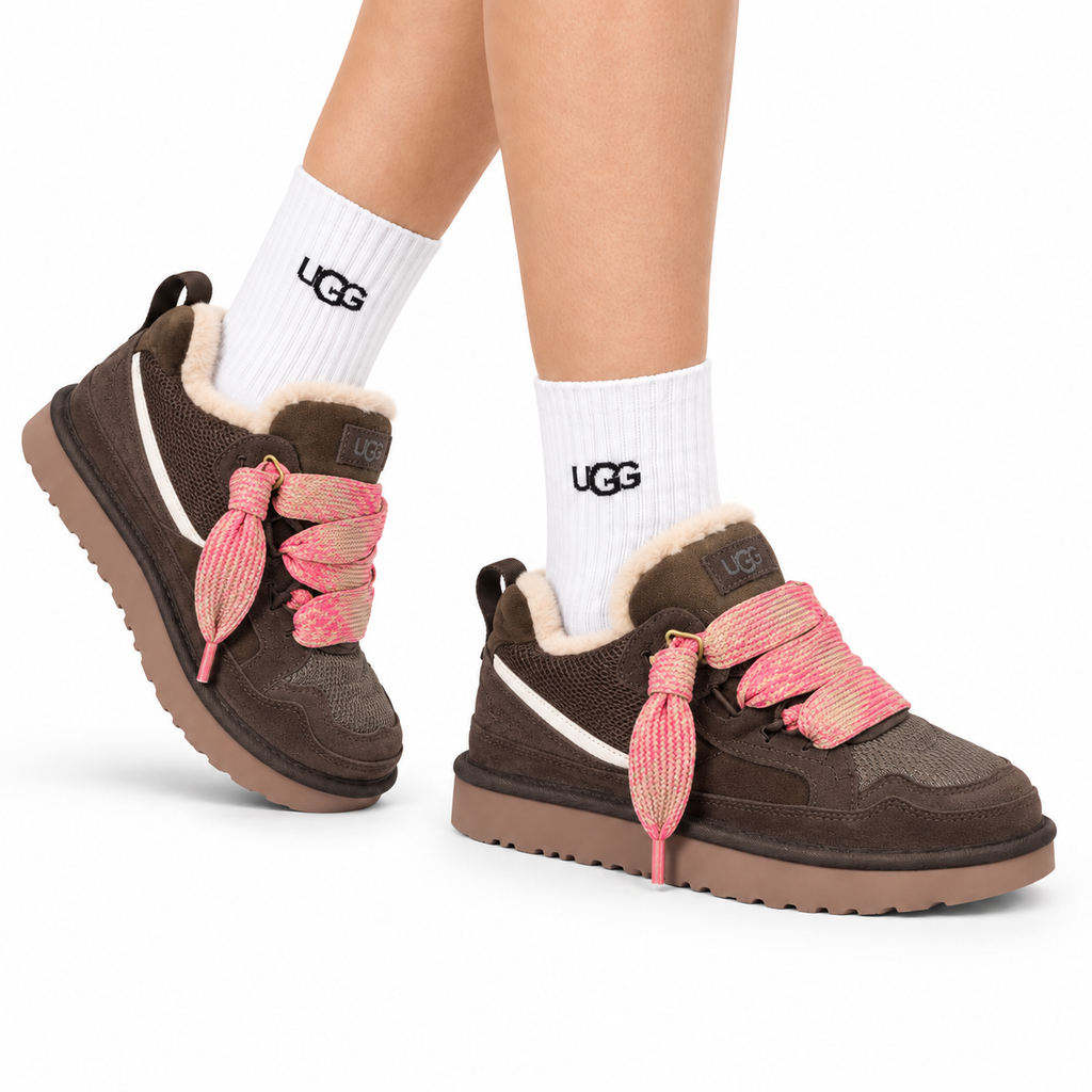 UGG Mauve Mel Suede Mesh Low-Top Shoes - side-angle hero view