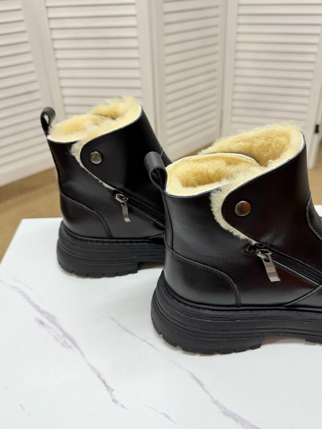 UGG Black Folded-Cuff Leather Boots - product view 4