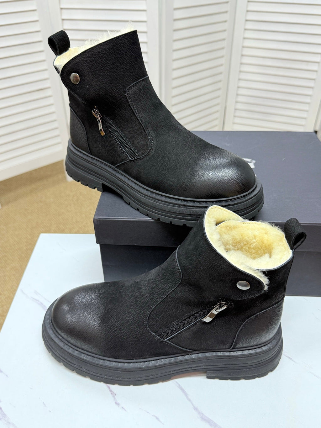 UGG Black Exposed-Shearling Ankle Boots - product view 8