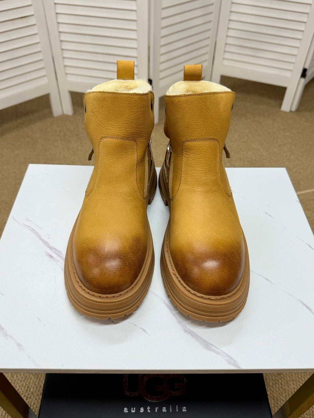 UGG Chestnut Shearling-Collar Leather Boots - product view 2